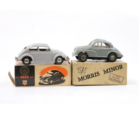 V Models (Victory Industries) Morris Minor car, 1/18th electric scale model, boxed with guarantee certificate, also an Arnold