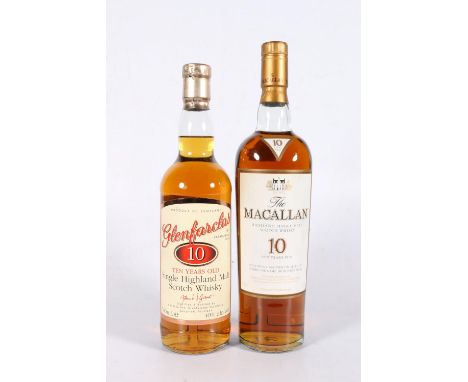 GLENFARCLAS 10 year old Highland&nbsp;single malt Scotch whisky 70cl 40% abv. and THE MACALLAN 10 year old&nbsp;single malt S