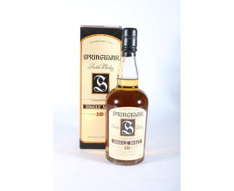 SPRINGBANK 10 year old Campbeltown single malt Scotch whisky 46% abv. 70cl, personalised reverse label, boxed.&nbsp; 