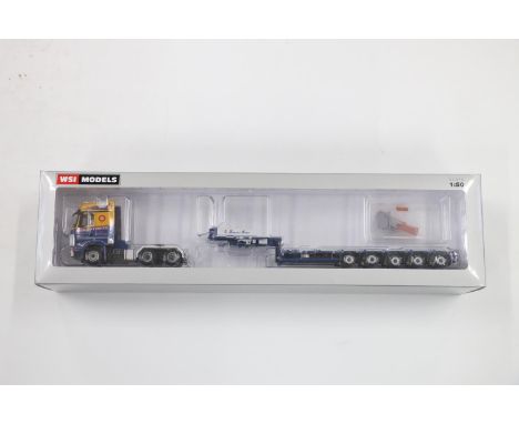 WSI Models 1:50 Scale diecast model 02-2075 Bernard Hunter Mercedes Benz Arocs MP4 Big Space 6x4 + Semi Lowloader 5 axle, box