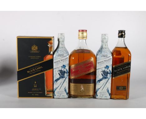 JOHNNIE WALKER Red Label blended Scotch whisky, 43.4% abv. 1.75litres, JOHNNIE WALKER Black label 12 year old Collectors Edit