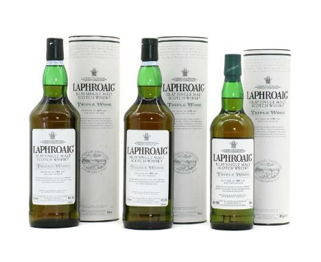 Laphroaig, Islay Single Malt Scotch Whisky, Triple Wood, Non-Chill Filtered, 48% vol, 1 litre (2, each in presentation tube) 