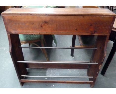 A vintage hall shoe rack with opening top 18 x 81 x 81cmH