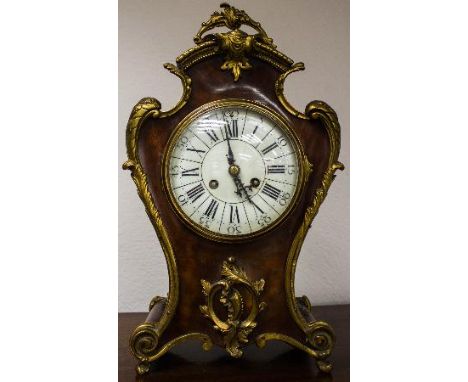 FRENCH BRASS MOUNTED MANTLE CLOCK