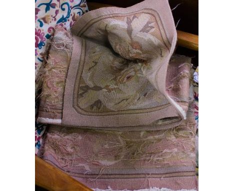BEIGE + FLORAL TAPESTRY RUG WITH OVAL CENTRE