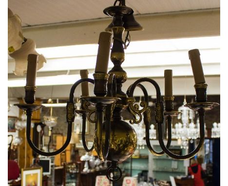 5 BRANCH ORNATE BRASS LIGHT FITTING