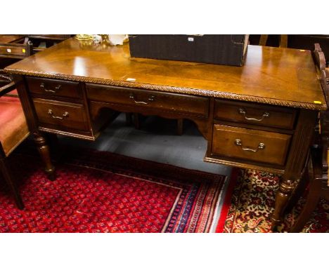 INLAID KNEEHOLE DESK WITH 4 DRAWERS