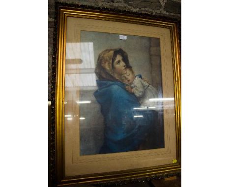 LARGE RELIGIOUS PRINT IN GILT FRAME + 1