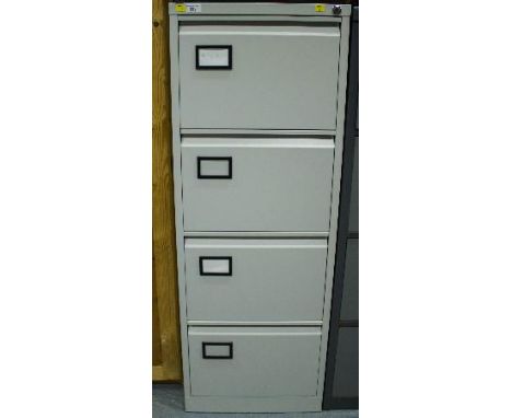 4 DRAWER LIGHT GREY FILING CABINET WITH FILES