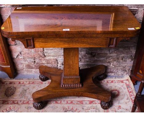 VICTORIAN ROSEWOOD FOLD OVER CARD TABLE