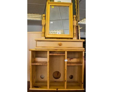 BEECH TOILET MIRROR + PINE SHELF UNIT