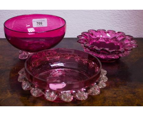 3 PIECE RUBY GLASS