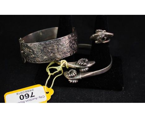 SILVER RAMS HEAD BANGLE + RING + BANGLE