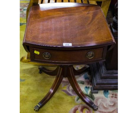 OVAL INLAID DROPLEAF LAMP TABLE WITH DRAWER + SLIDE
