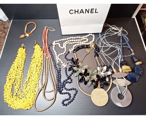 COSTUME JEWELLERY, INC. DANSK SMYKKEKUNST, PREANELLA BRACELET ETC. WITH CHANEL BAG