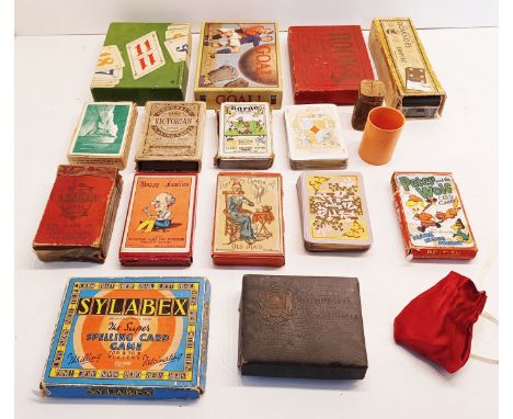 A COLLECTION OF VINTAGE CARD GAMES, DOMINOES &amp; DICE