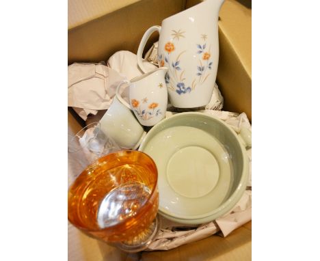 A Noritake Porcelain Tea Service, together with a Spode Heritage Green Dinner and Tea Service and a small collection of glass