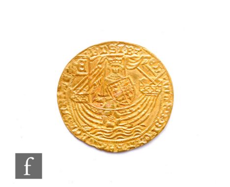 Edward IV (1461-1483) - A Ryal, first reign (1461-1470), light coinage, King standing facing in ship, rose to the ships side,