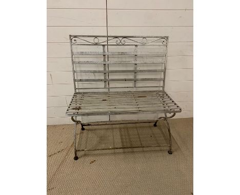 A garden metal bistro bench (H93cm W82cm D40cm)