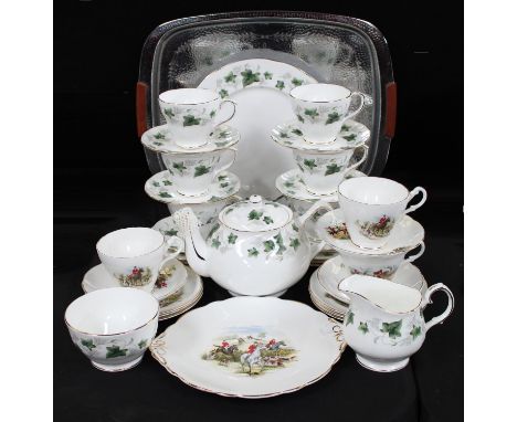 Ceramics - a Duchess China Ivy pattern tea service for six, cups, saucers, side plates, tea pot, sugar bowl, milk jug, large 