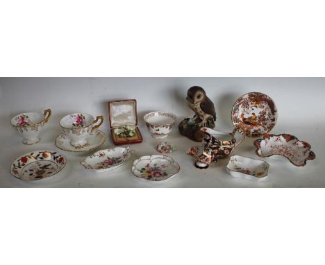 Royal Crown Derby - a 19th century 2451 pattern cream jug; 6299 pattern miniature coalscuttle; Posies trinket dish, others Av