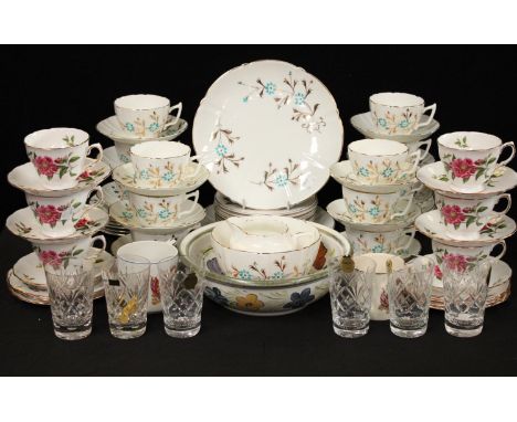 Ceramics and Glass - an early 20th century tea service, turquoise and gilt floral decoration on white ground; another, Royal 