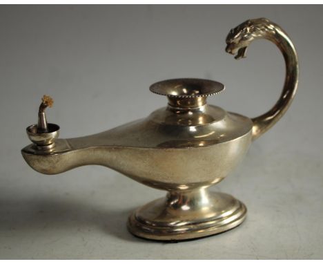 A George V silver lamp shaped cigar lighter, Birmingham 1928