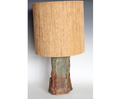 An Art pottery table lamp by Rooke c.1971, contemporary shade