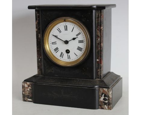 A Victorian belge noir black slate mantel clock