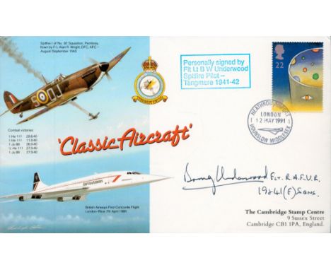 Flt Lt B Underwood Signed Classic Aircraft First Day Cover. 3 of 50 Covers Issued. 22p British Stamp with 12 May 1991 Heathro