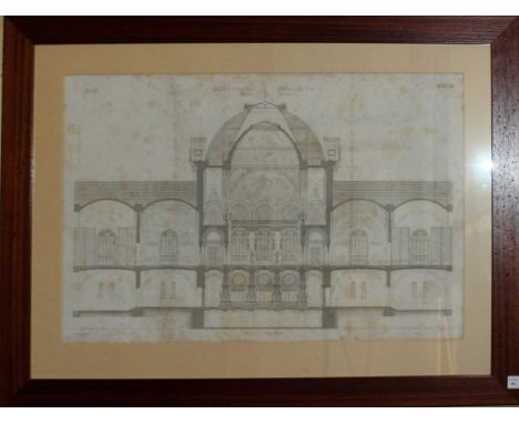 Litografia architettonica del palazzo Das K K Artillerie Arsenal Wien, cm. 63x43