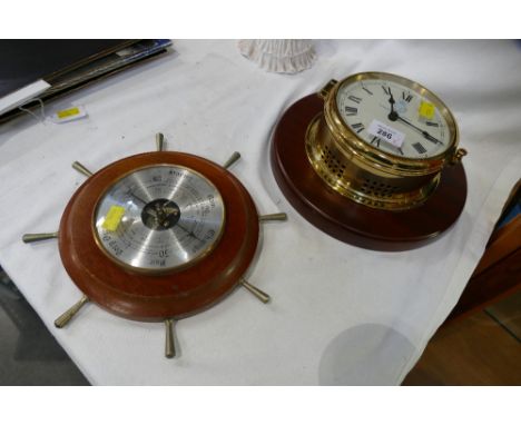 Sewills Battle of The Atlantic 50th Anniversary&nbsp; 93 commemorative edition bulkhead style clock and ships wheel Weather M
