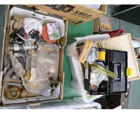 Two boxes of fishing reels, tackle etc