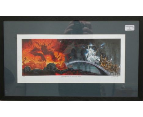 Lord Of The Rings - Collectable coin advent calendar together with a framed print 'Gandalf & The Balrog' signed David Wyatt.L