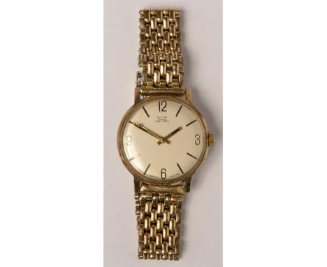 A 9ct gold Smiths Astral manual wind gentleman's presentation wristwatch, gilt metal bracelet, H.S. Wills from Lipton Ltd, lo