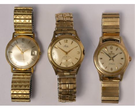 Roamer, Autopower, gilt metal gentleman's wristwatch, with red tip seconds hand, 21 jewel movement, 32mm, Invicta, automatic 