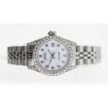 LADIES ROLEX DATEJUST DIAMONDS REFERENCE 69174 CIRCA 1984, circular white dial with diamond dot hour