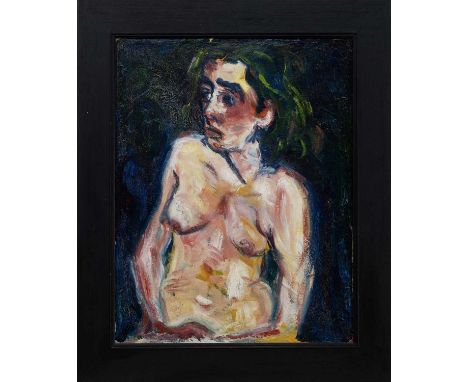 * ANDREW HAY (SCOTTISH 1944 - 2024), FEMALE PORTRAIT acrylic on boardframedimage 55.5cm x 43cm, overall 70cm x 57.5cmNote: Ha
