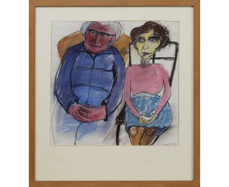 * ALISON CHISHOLM, COUPLE PORTRAIT pastel on paper, signed and dated '90mounted, framed and under glassimage size 42cm x 42cm