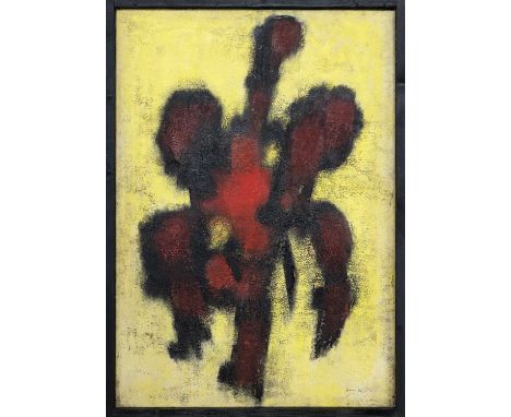 WILLIAM GEAR RA FRSA RBSA (SCOTTISH 1915 - 1997), RED IDOL, NO. 2 oil on canvas, signed, further signed, titled and dated '59