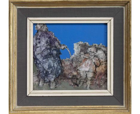 * ANDA PATERSON RSW RGI PAI (SCOTTISH 1935 - 2022), PEOPLE OF GLASGOW mixed media on board, titled label versoframed and unde