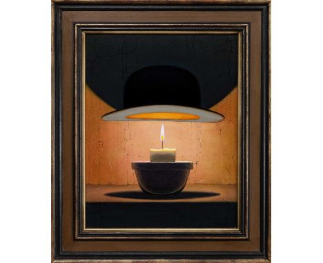 * GORDON K MITCHELL RSA RSW RGI (SCOTTISH b. 1952), BOWLER oil on canvas, signed, titled label versoframed image size 51cm x 