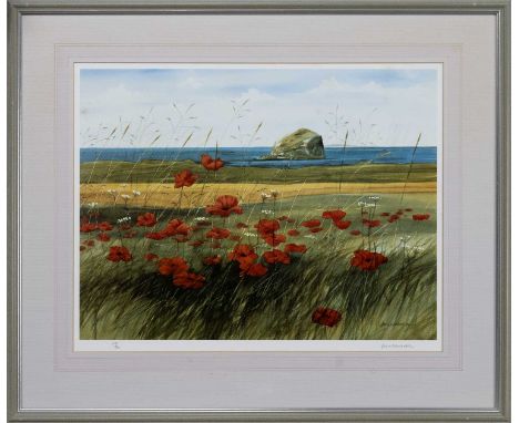 * JIM NICHOLSON (BRITISH 1924 - 1996), POPPIES & THE BASS ROCK limited edition print on paper, signed and numbered 478/500, t