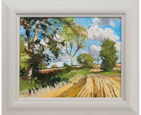 DOUGLAS LENNOX, HARVEST TIME oil on board, signed and dated '20, titled versoframedimage size 41cm x 51cm, overall size 57cm 