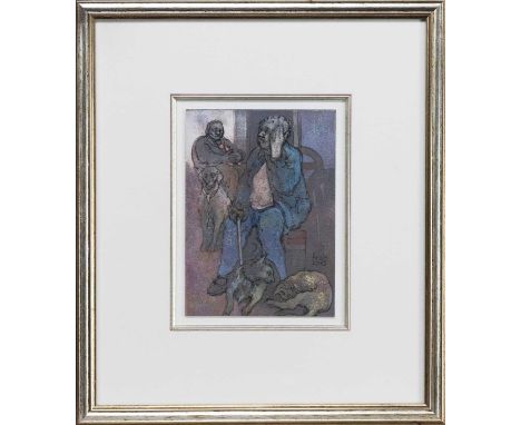 * ANDA PATERSON RSW RGI PAI (SCOTTISH 1935 - 2022), AT THE VET, TAVIRA mixed media on paper, signed and dated 2016, titled la