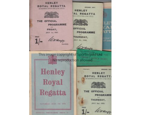 HENLEY ROWING REGATTA     Eight Henley Royal Regatta programmes plus Umpires Launch Ticket, 5/7/1928, programmes are 1925 x 1