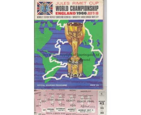 1966 WORLD CUP      Nine seat tickets for matches at Wembley and a season ticket wallet and an Official Tournament programme 