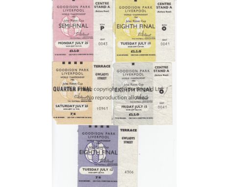 WORLD CUP 66  - GOODISON   Official ticket wallet (Gillette advert on reverse) containing tickets for all five games played a