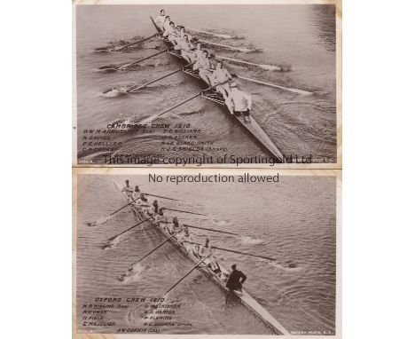 BOAT RACE 1910      Two black & white postcards of the Oxford and Cambridge crews in 1910 issued by Rotary Photo, 9473A Oxfor
