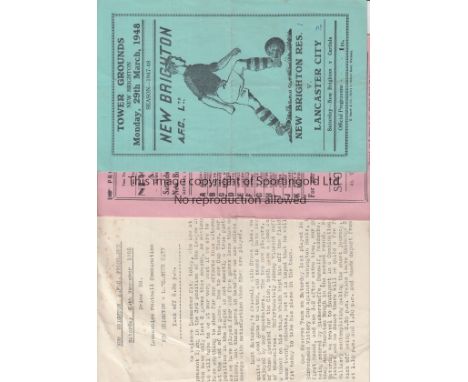 NEW BRIGHTON      Six New Brighton home programmes, two Reserve programmes whilst New Brighton were still in the Football Lea